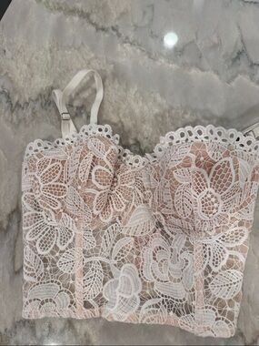 Victoria's Secret White Lace Longline Bustier